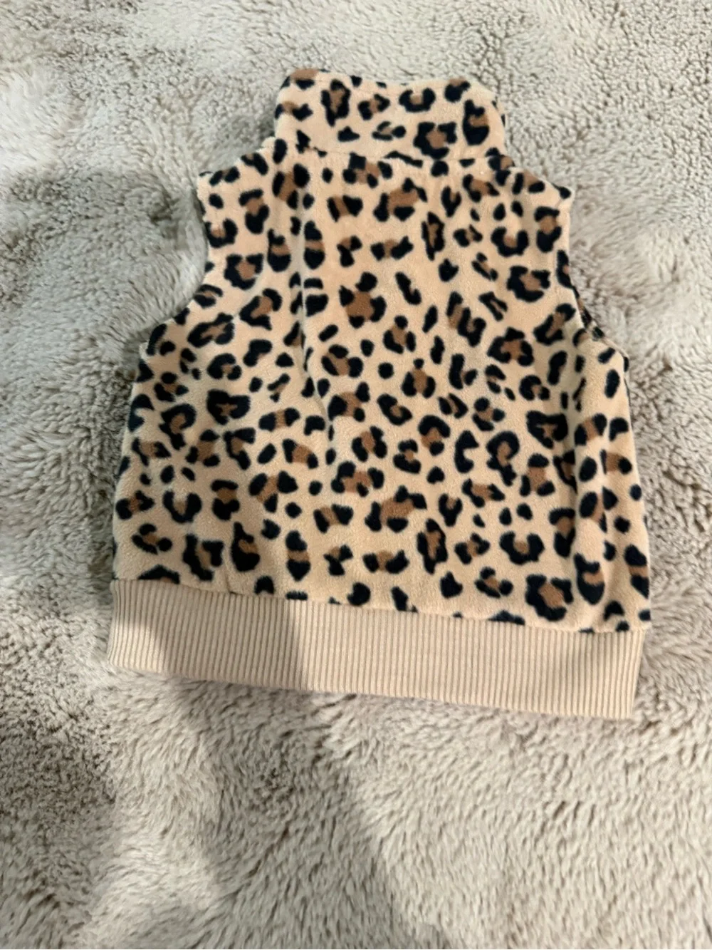 Baby 3M Leopard Print Fleece Vest - Tan Black